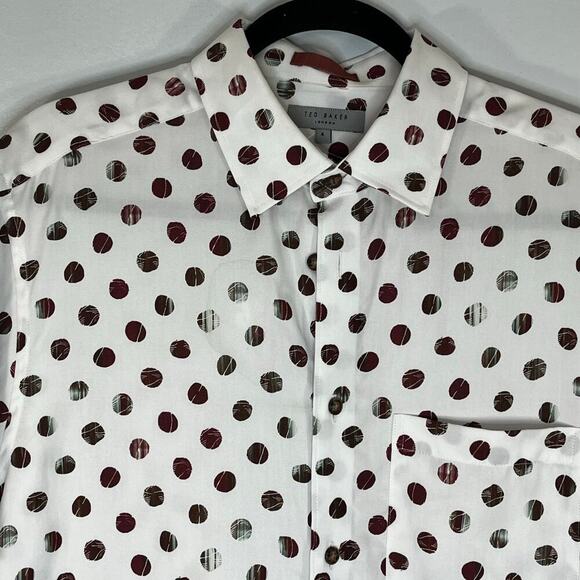 Ted Baker London Men Shorts Sleeve Button Up Collared Shirts Polka dots Size 4 M - Picture 5 of 10